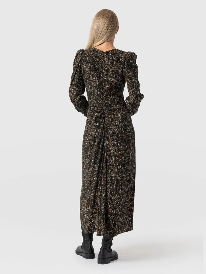 Saint And Sofia Dresses Women Paloma Ruched Dress 8211 Ditsy Leopard Ditsy Leopard