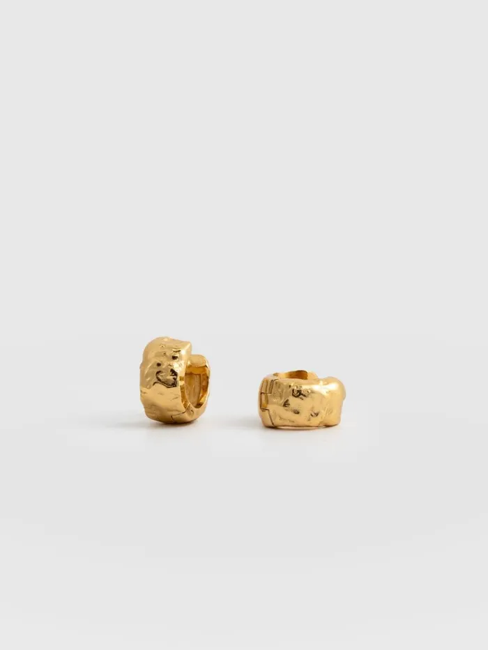 Saint And Sofia Earrings Women Molten Huggie Earrings 8211 Gold Gold