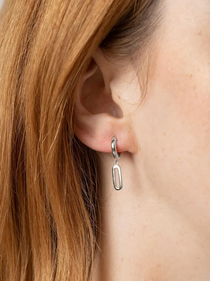 Saint And Sofia Earrings Women Oval Charm Drop Huggie Earrings 8211 Silver Silver