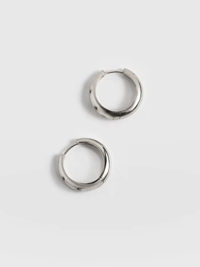 Saint And Sofia Earrings Women Scatter Star Hoop Earrings 8211 SilverBlack Silverblack