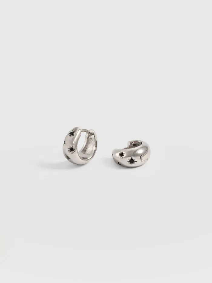 Saint And Sofia Earrings Women Scatter Star Huggie Earrings 8211 SilverBlack Silverblack Saint And Sofia Earrings Women Scatter Star Huggie Earrings 8211 SilverBlack Silverblack