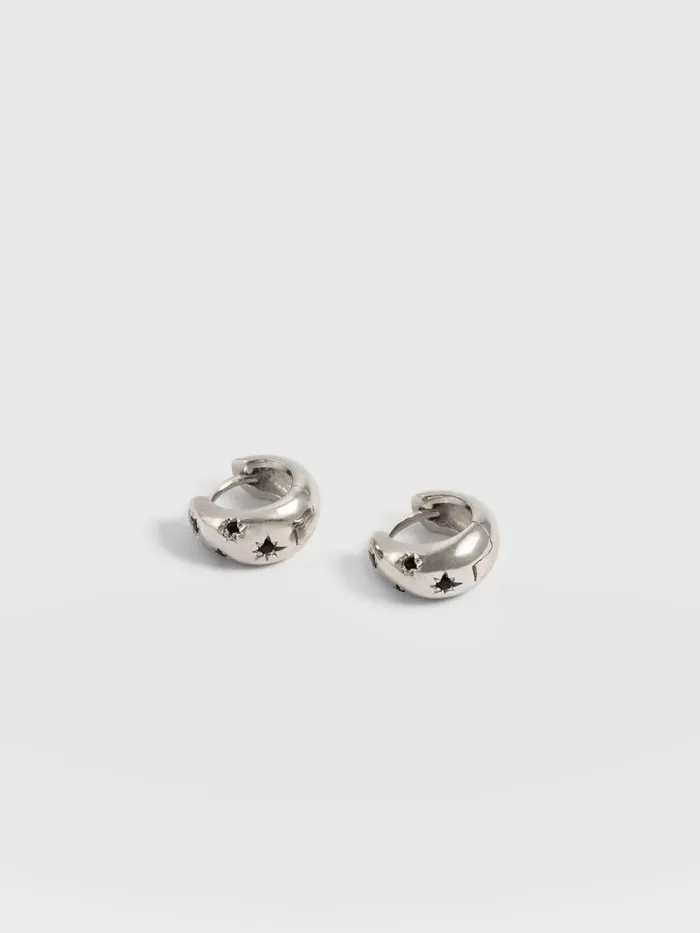 Saint And Sofia Earrings Women Scatter Star Huggie Earrings 8211 SilverBlack Silverblack