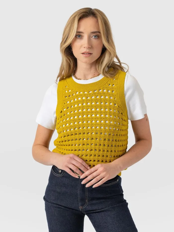 Saint And Sofia Knitwear Women Adler Sleeveless Knit 8211 Mustard Mustard