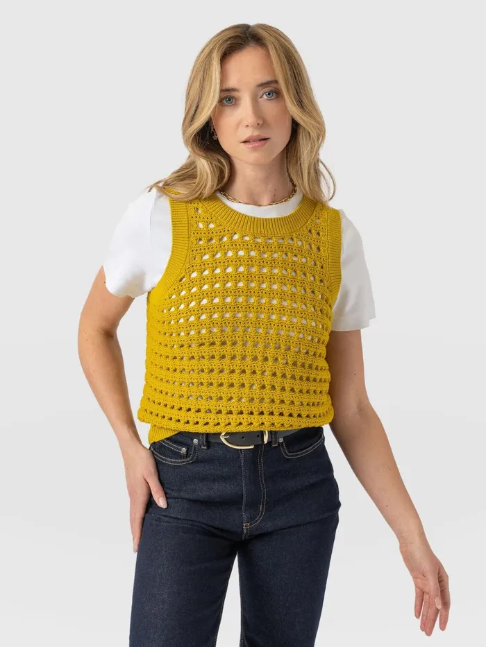 Saint And Sofia Knitwear Women Adler Sleeveless Knit 8211 Mustard Mustard