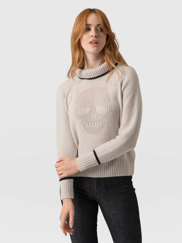Saint And Sofia Knitwear Women Blake Cashmere Skull Sweater 8211 Cream Cream