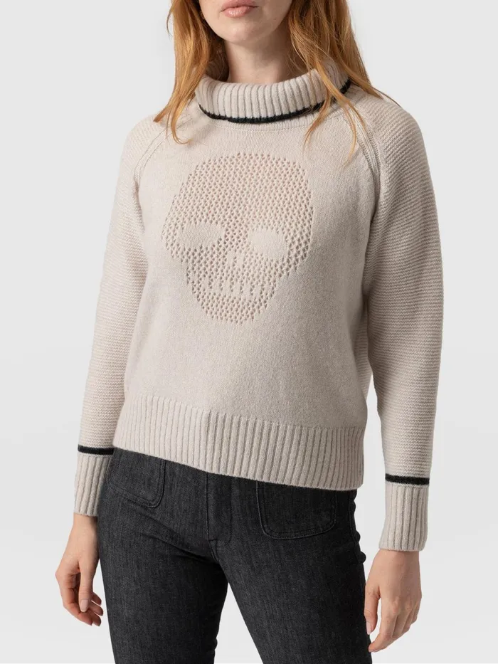 Saint And Sofia Knitwear Women Blake Cashmere Skull Sweater 8211 Cream Cream