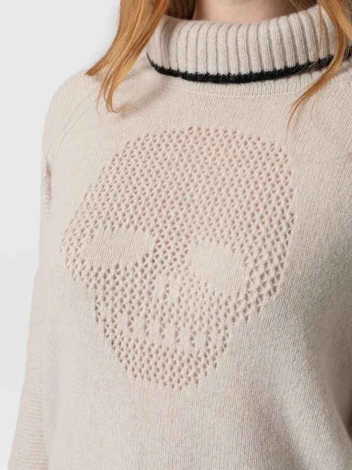 Saint And Sofia Knitwear Women Blake Cashmere Skull Sweater 8211 Cream Cream