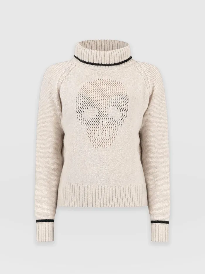 Saint And Sofia Knitwear Women Blake Cashmere Skull Sweater 8211 Cream Cream