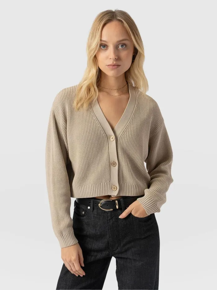 Saint And Sofia Knitwear Women Soho Crop Cardigan 8211 Beige Beige
