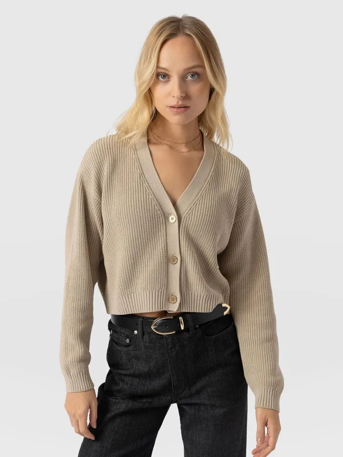 Saint And Sofia Knitwear Women Soho Crop Cardigan 8211 Beige Beige