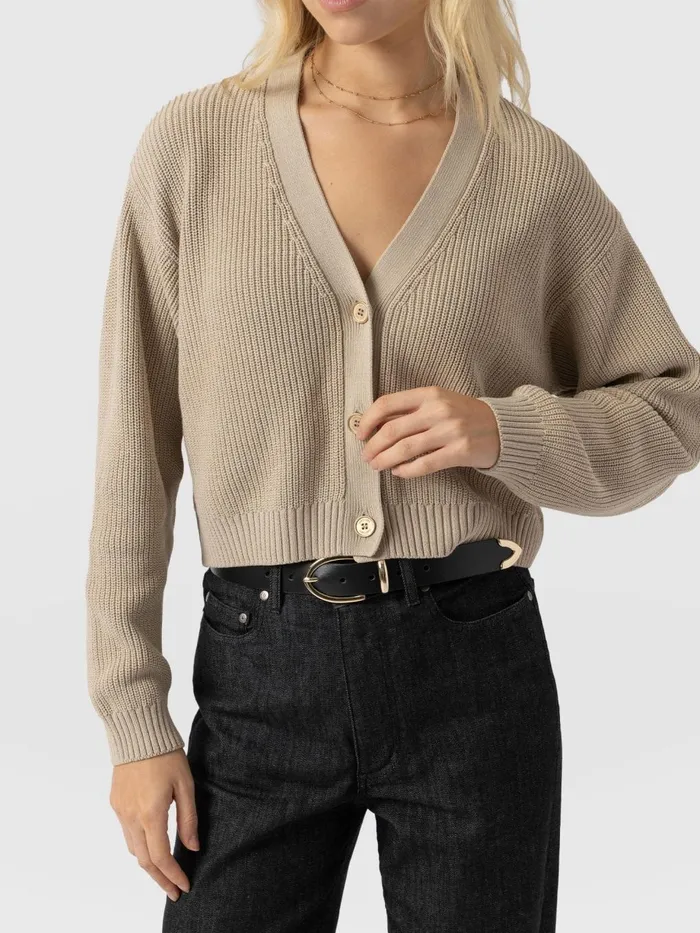 Saint And Sofia Knitwear Women Soho Crop Cardigan 8211 Beige Beige