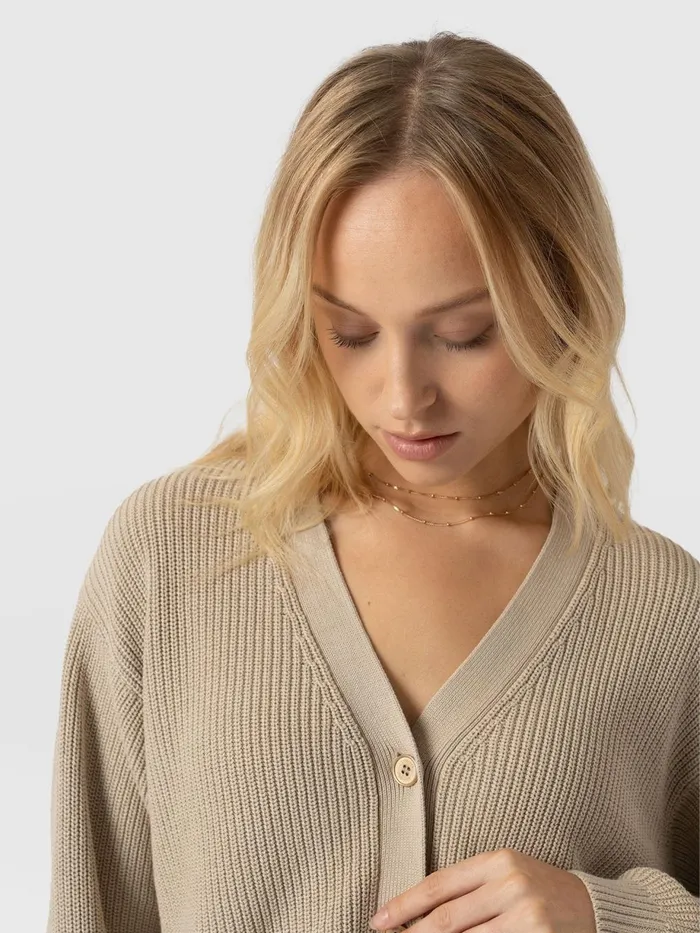 Saint And Sofia Knitwear Women Soho Crop Cardigan 8211 Beige Beige