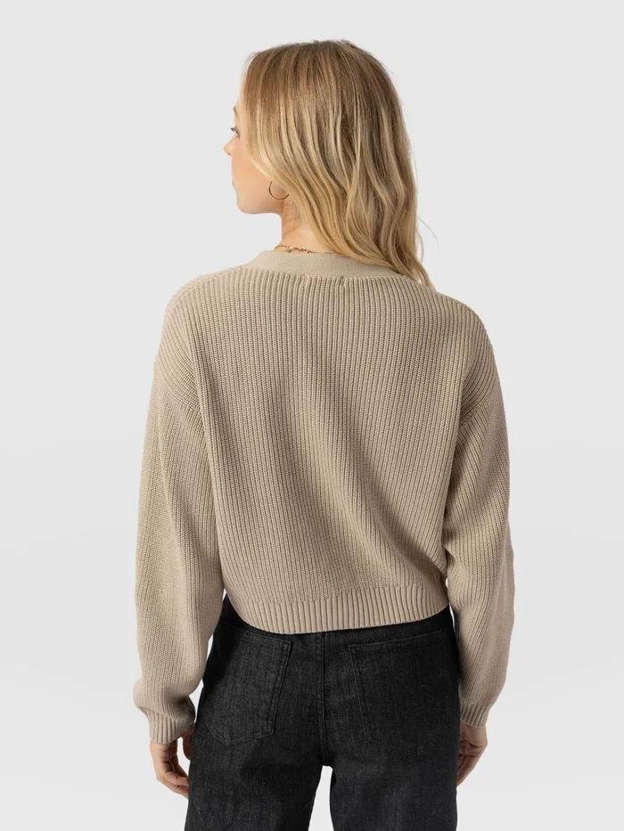 Saint And Sofia Knitwear Women Soho Crop Cardigan 8211 Beige Beige
