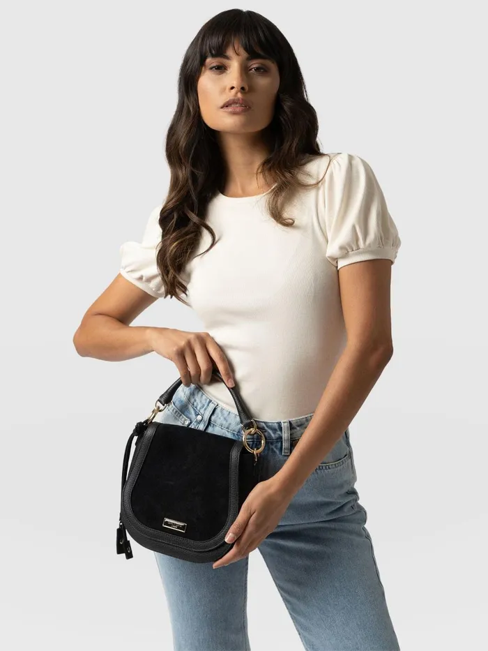 Saint And Sofia Leather Bags Women Saddle Bag 8211 Black Black