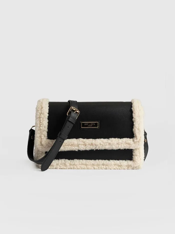 Saint And Sofia Leather Women Rylee Cross Body Bag 8211 BlackEcru Blackecru