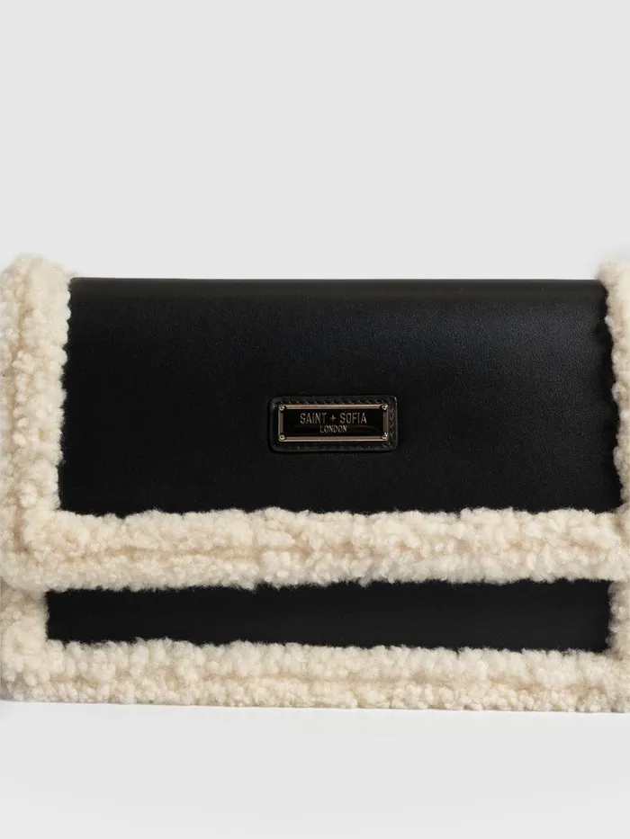 Saint And Sofia Leather Women Rylee Cross Body Bag 8211 BlackEcru Blackecru