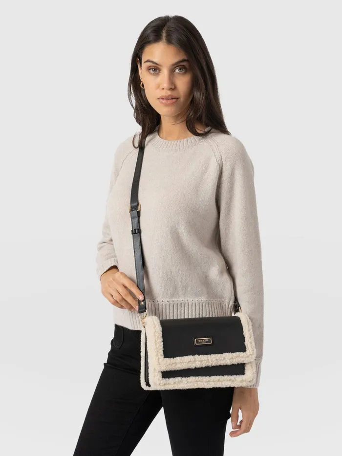 Saint And Sofia Leather Women Rylee Cross Body Bag 8211 BlackEcru Blackecru