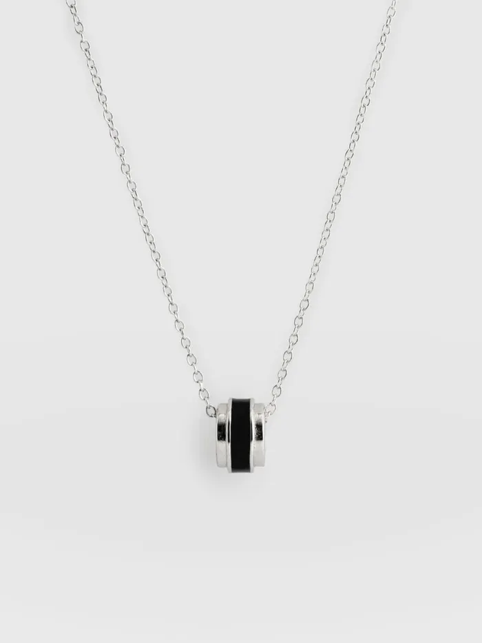 Saint And Sofia Necklaces Women Enamel Stripe Charm Necklace 8211 SilverBlack Silverblack Saint And Sofia Necklaces Women Enamel Stripe Charm Necklace 8211 SilverBlack Silverblack