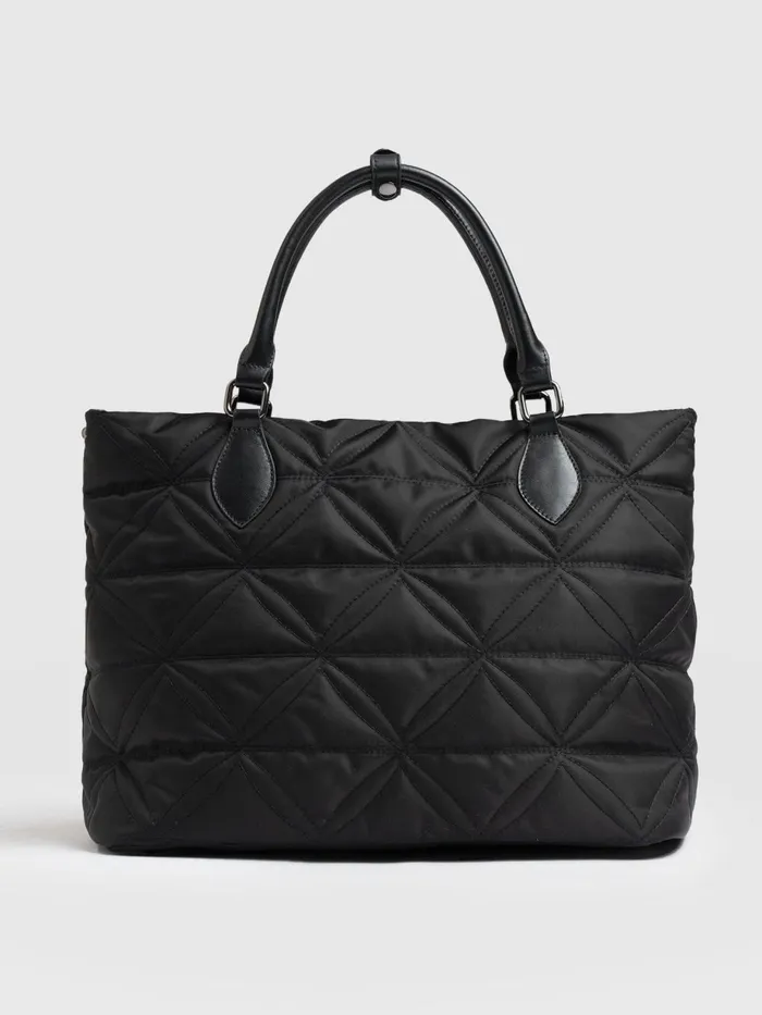 Saint And Sofia Nylon Bags Women Quilted Selene Shopper Bag 8211 Black Black