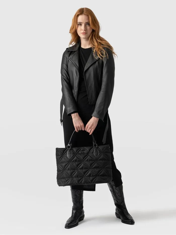 Saint And Sofia Nylon Bags Women Quilted Selene Shopper Bag 8211 Black Black