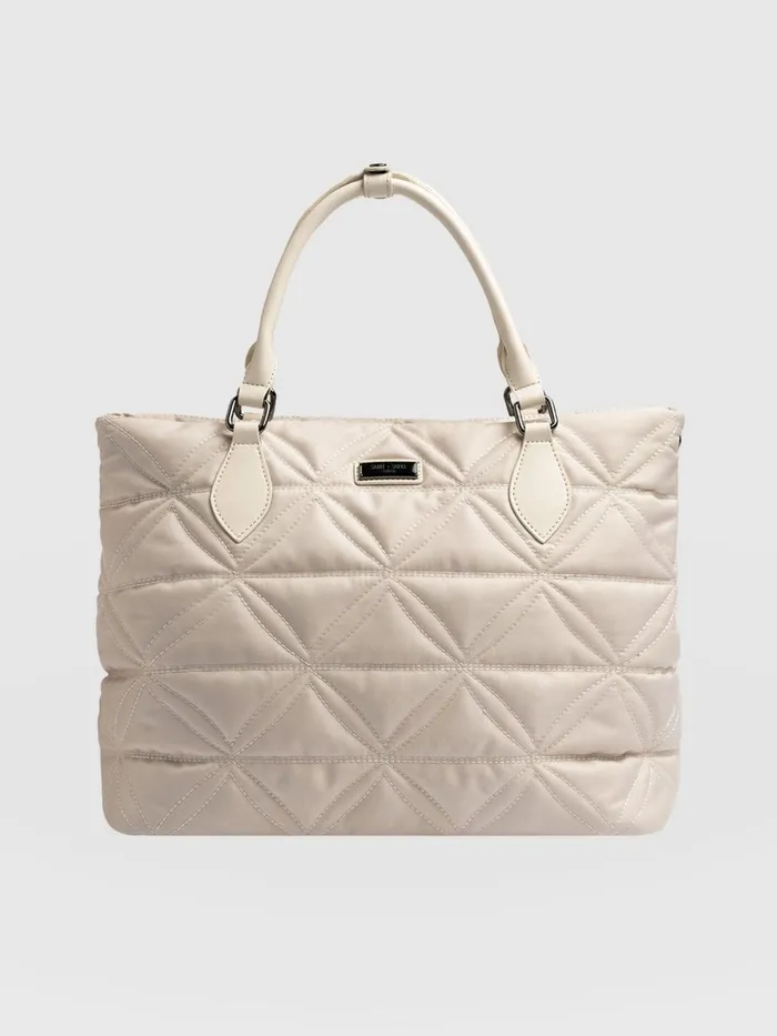 Saint And Sofia Nylon Bags Women Quilted Selene Shopper Bag 8211 Cream Cream