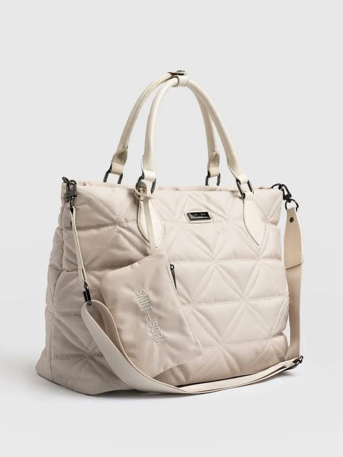 Saint And Sofia Nylon Bags Women Quilted Selene Shopper Bag 8211 Cream Cream