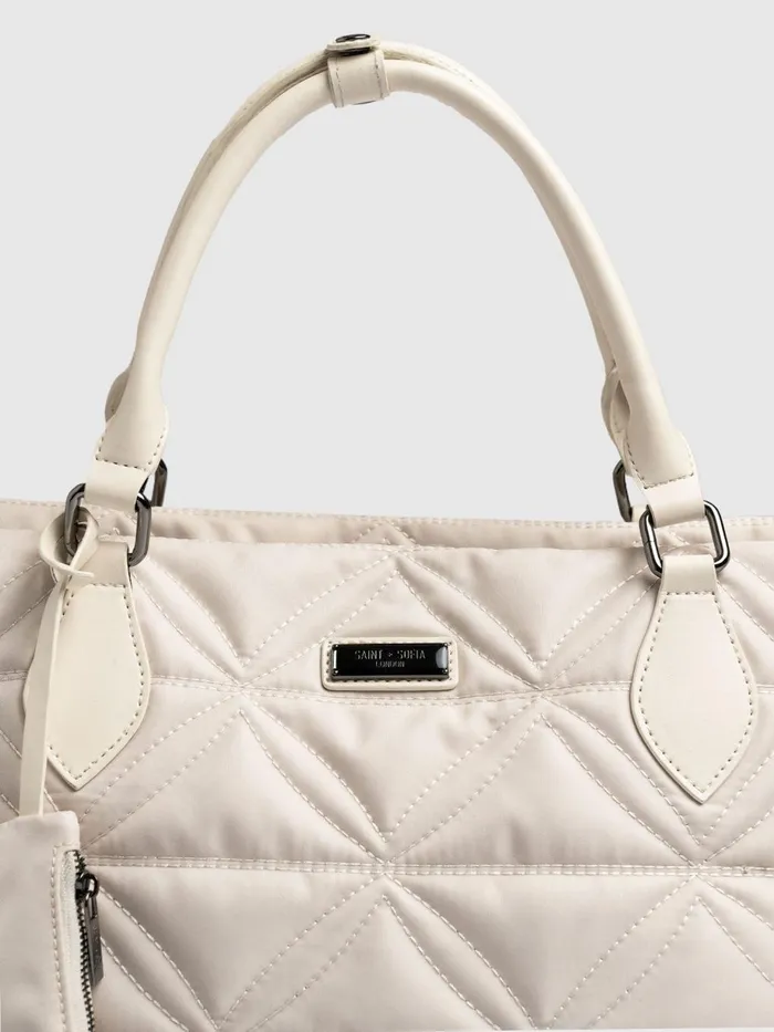 Saint And Sofia Nylon Bags Women Quilted Selene Shopper Bag 8211 Cream Cream