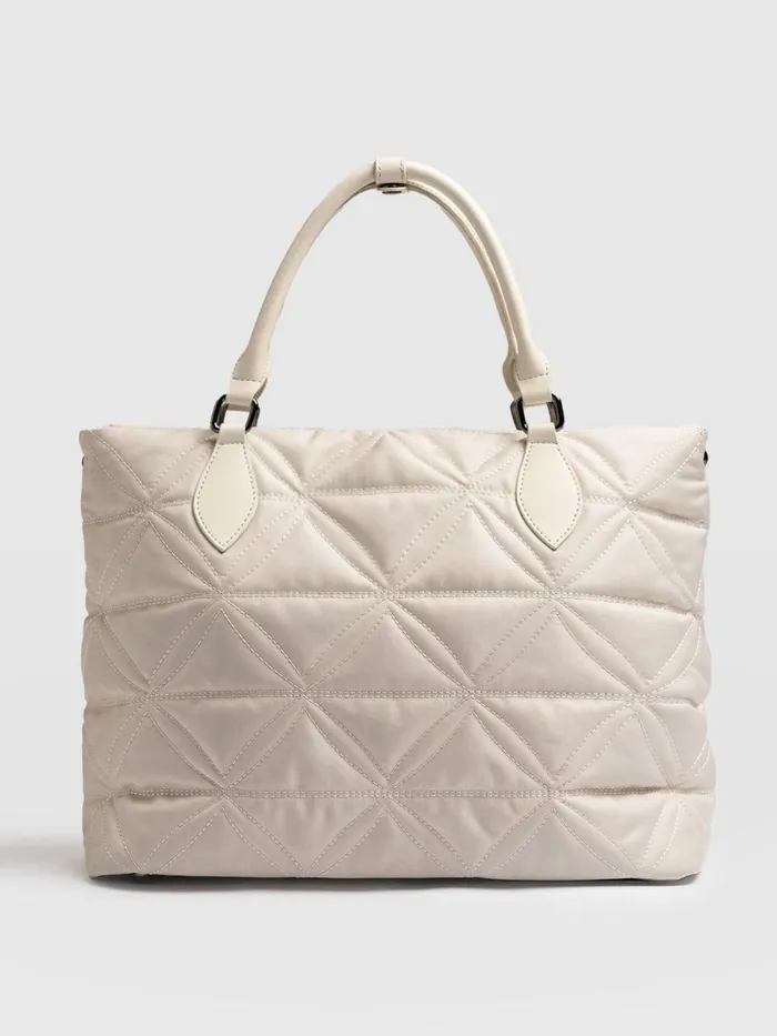 Saint And Sofia Nylon Bags Women Quilted Selene Shopper Bag 8211 Cream Cream