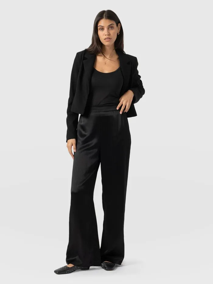 Saint And Sofia Pants Women Langley Wide Leg Pant 8211 Black Black