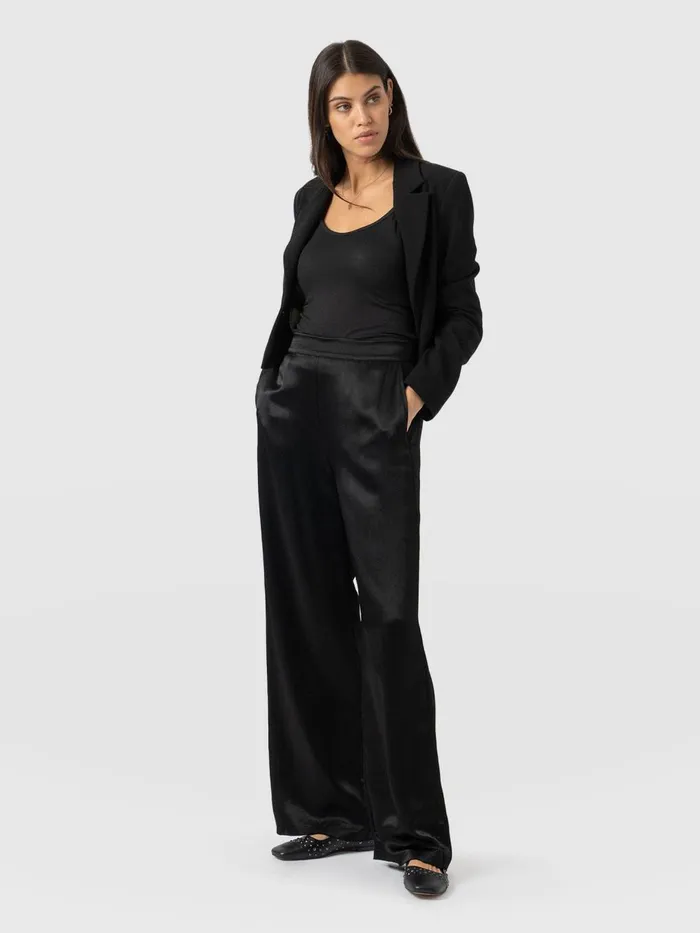 Saint And Sofia Pants Women Langley Wide Leg Pant 8211 Black Black