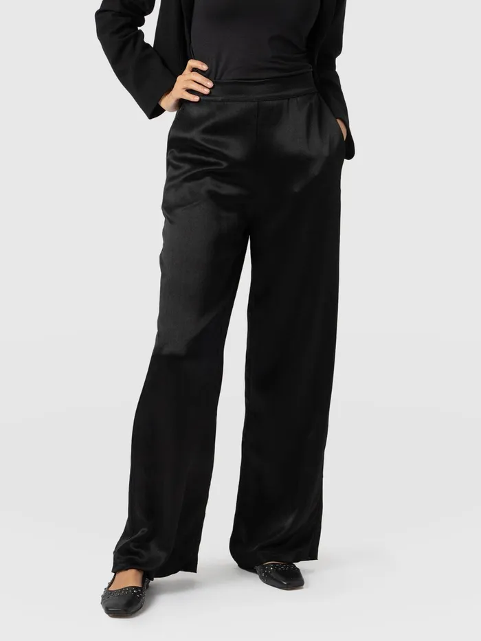 Saint And Sofia Pants Women Langley Wide Leg Pant 8211 Black Black