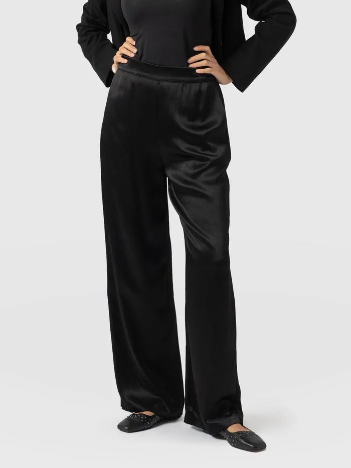 Saint And Sofia Pants Women Langley Wide Leg Pant 8211 Black Black