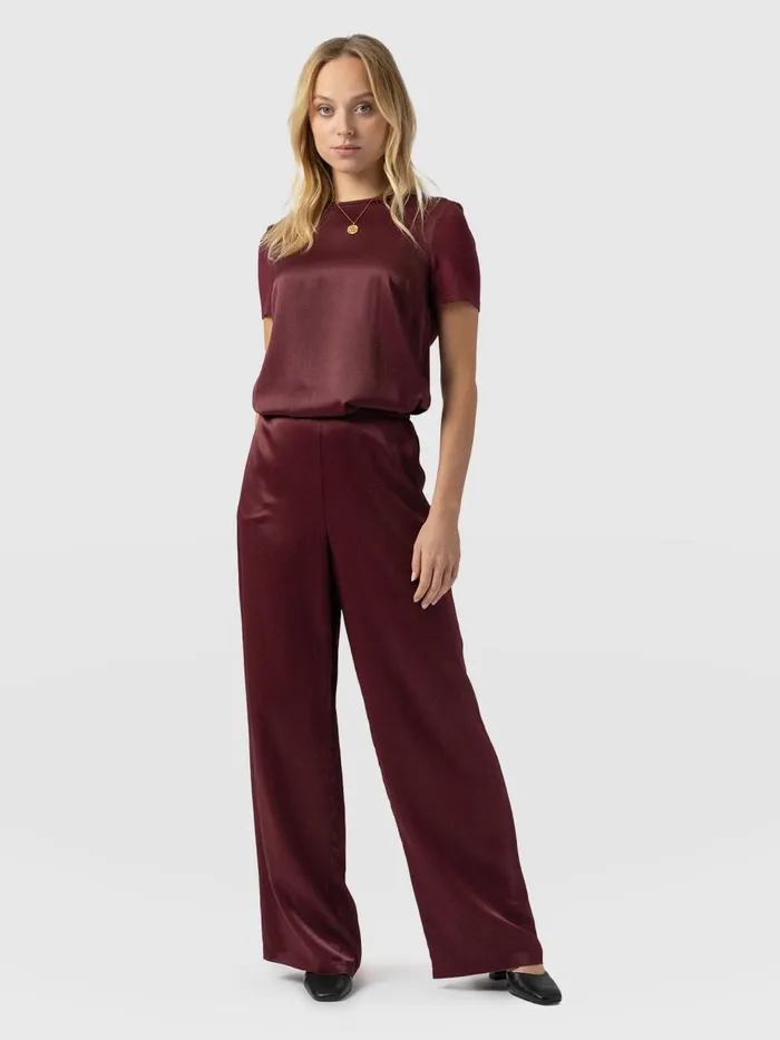 Saint And Sofia Pants Women Langley Wide Leg Pant 8211 Maroon Maroon