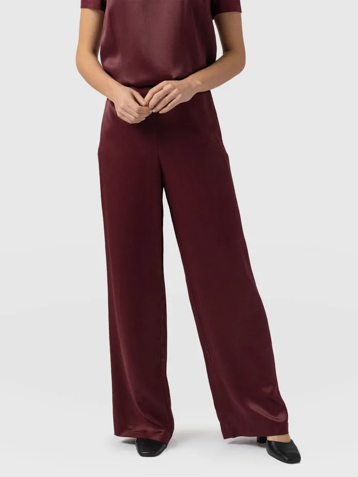 Saint And Sofia Pants Women Langley Wide Leg Pant 8211 Maroon Maroon