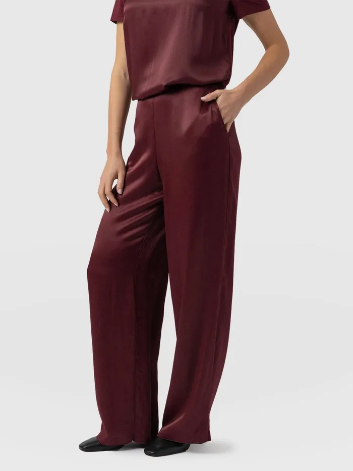 Saint And Sofia Pants Women Langley Wide Leg Pant 8211 Maroon Maroon