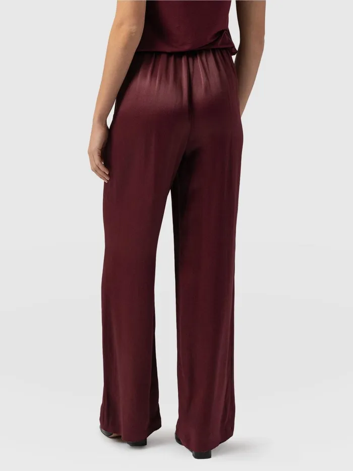 Saint And Sofia Pants Women Langley Wide Leg Pant 8211 Maroon Maroon