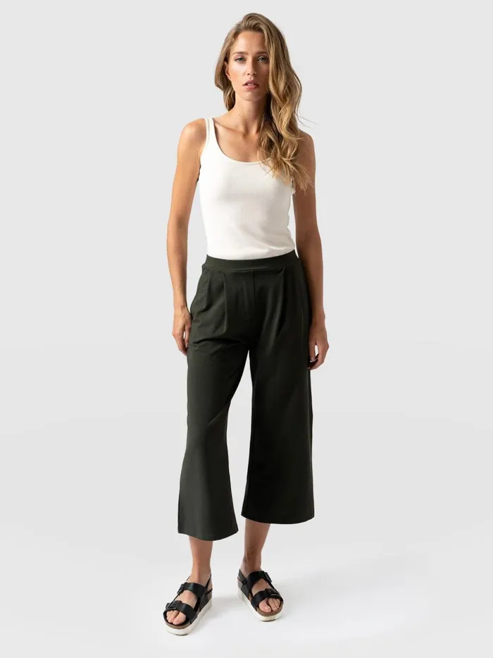 Saint And Sofia Shorts Women City Culotte 8211 Khaki Pleats Khaki Pleats
