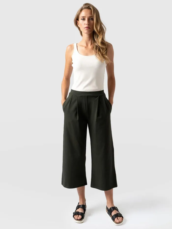 Saint And Sofia Shorts Women City Culotte 8211 Khaki Pleats Khaki Pleats