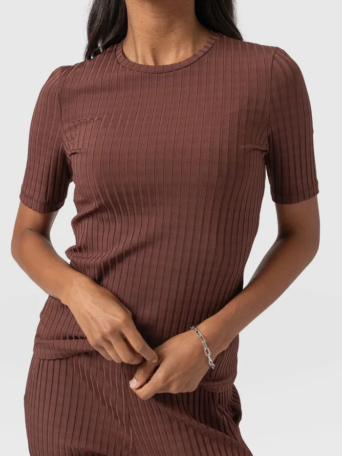 Saint And Sofia TShirts and Tanks Women Adaline Tee 8211 Maroon Rib Maroon Rib