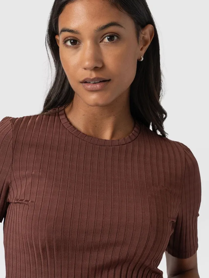Saint And Sofia TShirts and Tanks Women Adaline Tee 8211 Maroon Rib Maroon Rib