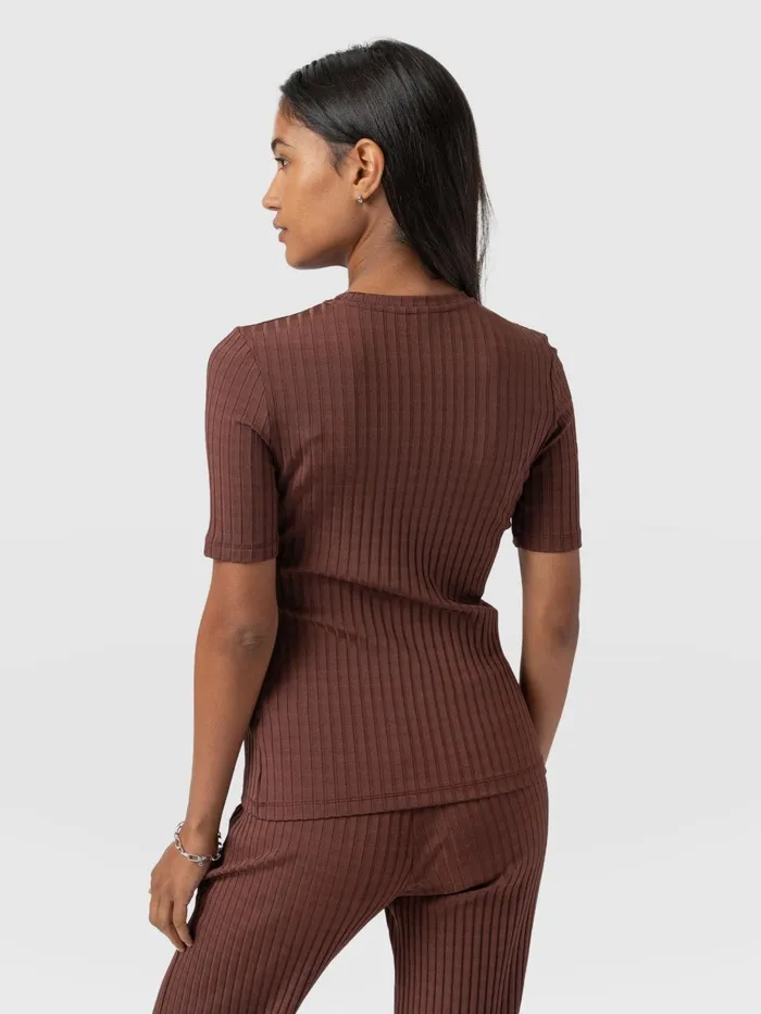 Saint And Sofia TShirts and Tanks Women Adaline Tee 8211 Maroon Rib Maroon Rib