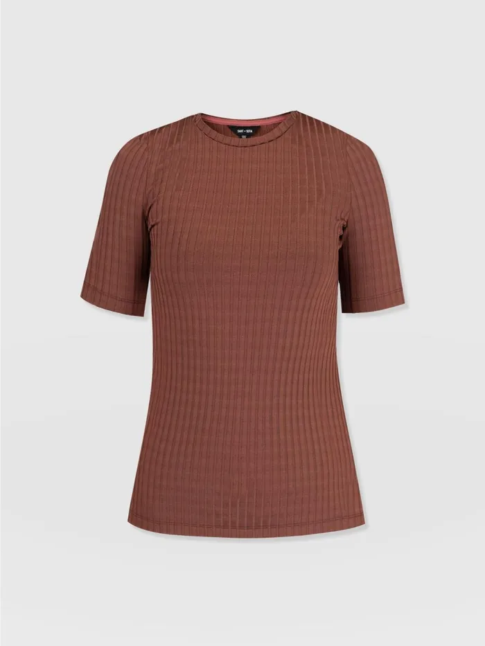 Saint And Sofia TShirts and Tanks Women Adaline Tee 8211 Maroon Rib Maroon Rib