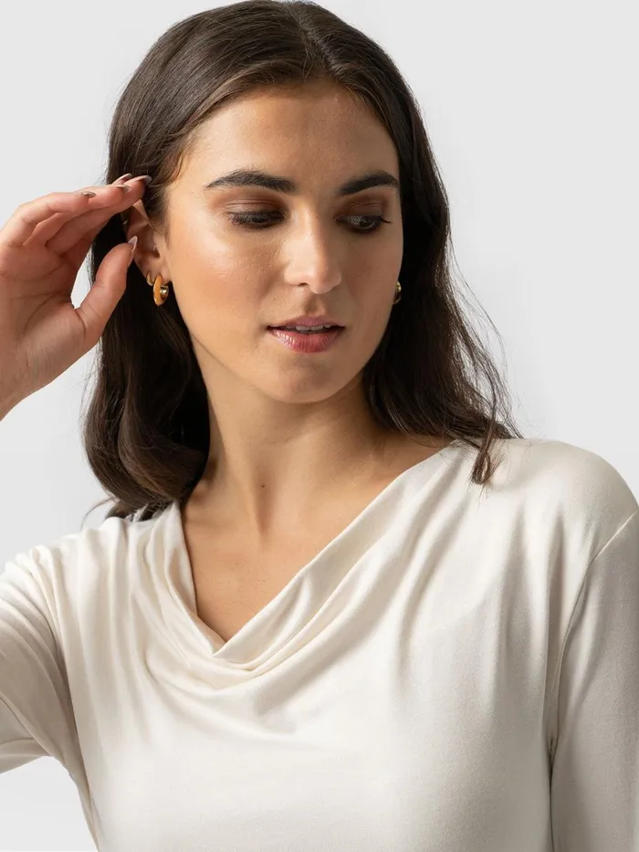 Saint And Sofia TShirts and Tanks Women Cowl Neck Tee Long Sleeve 8211 Cream Cream