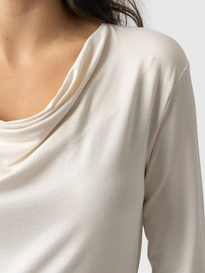 Saint And Sofia TShirts and Tanks Women Cowl Neck Tee Long Sleeve 8211 Cream Cream
