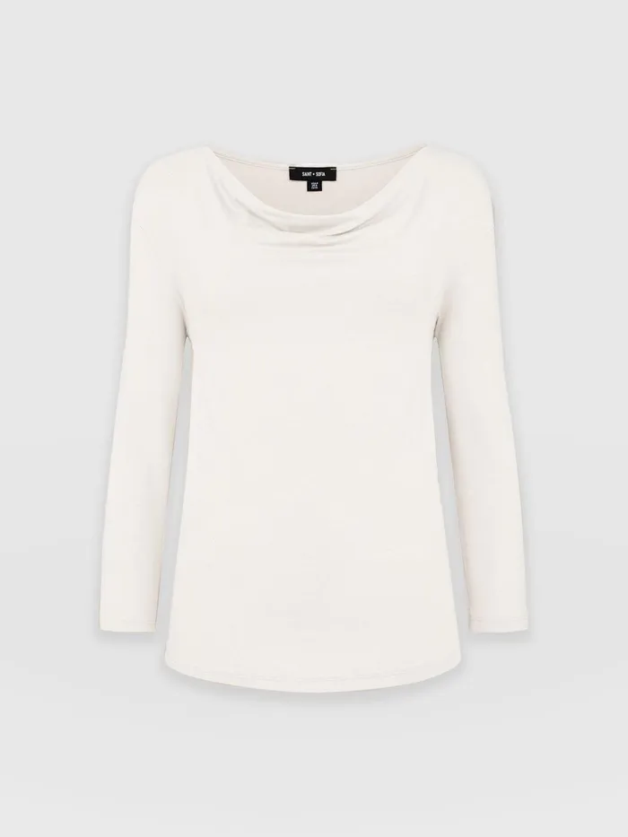 Saint And Sofia TShirts and Tanks Women Cowl Neck Tee Long Sleeve 8211 Cream Cream