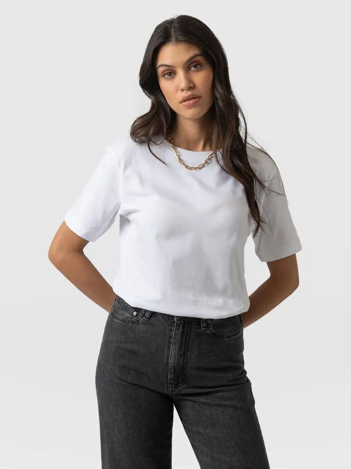 Saint And Sofia TShirts and Tanks Women Finsbury Crew Neck Tee 8211 White White Saint And Sofia TShirts and Tanks Women Finsbury Crew Neck Tee 8211 White White