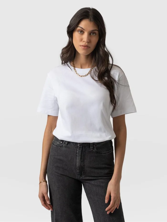 Saint And Sofia TShirts and Tanks Women Finsbury Crew Neck Tee 8211 White White