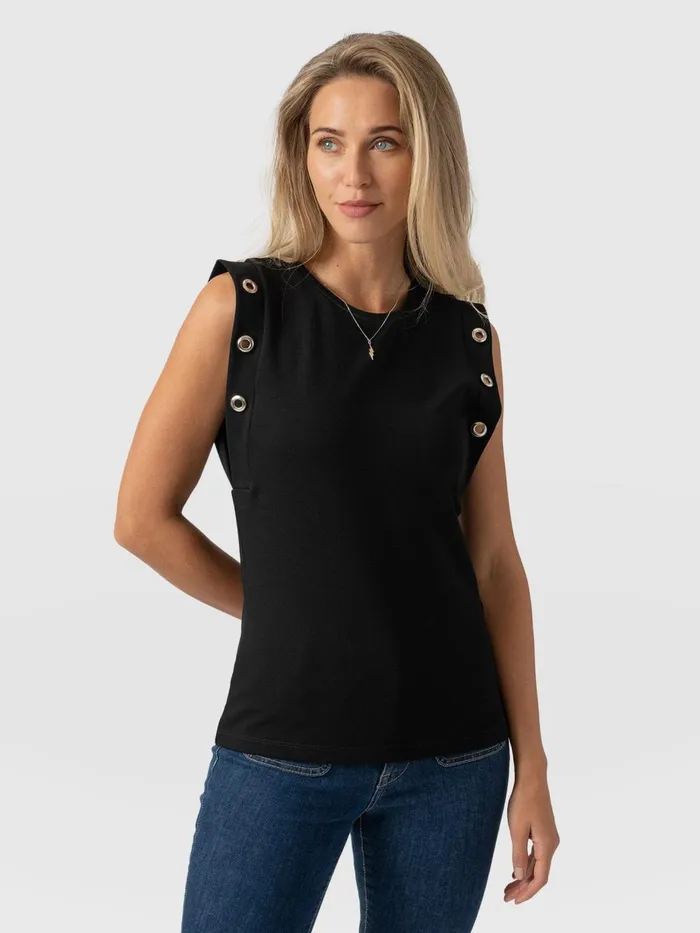 Saint And Sofia TShirts and Tanks Women Rowan Tee 8211 Black Eyelet Black Eyelet