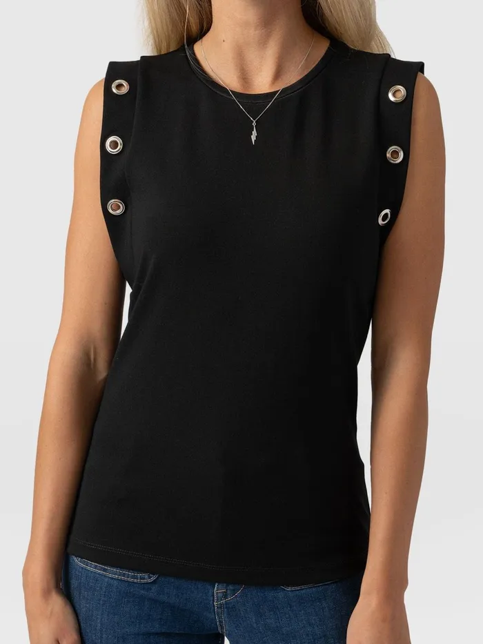 Saint And Sofia TShirts and Tanks Women Rowan Tee 8211 Black Eyelet Black Eyelet