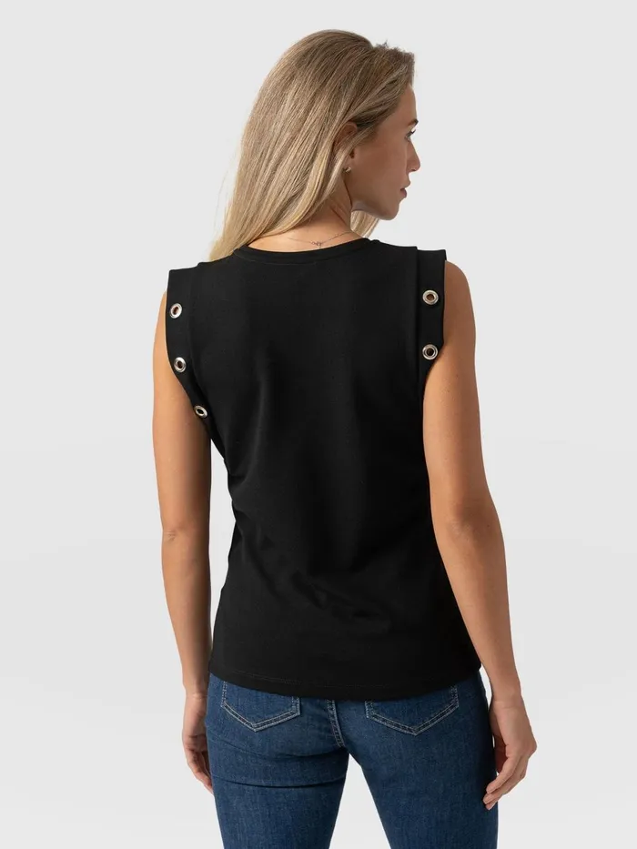 Saint And Sofia TShirts and Tanks Women Rowan Tee 8211 Black Eyelet Black Eyelet